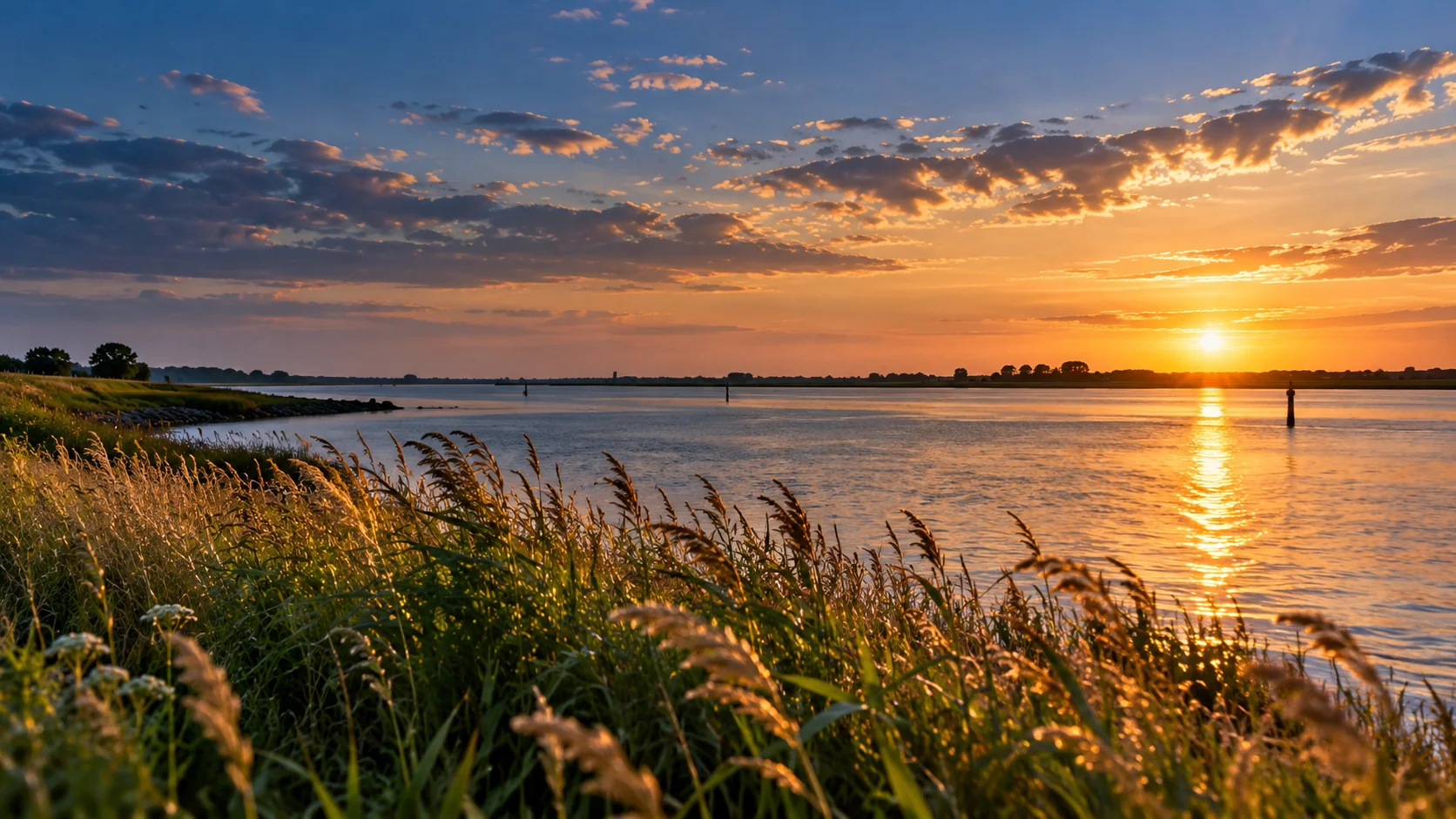 Landschaft in der Wesermarsch am Wasser